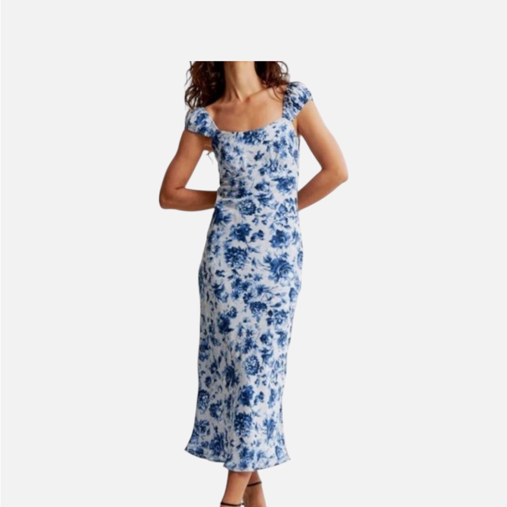 Abercrombie & Fitch Blue and White Floral Midi Dress